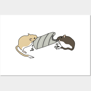 Cute gerbils with cardboard tube Posters and Art